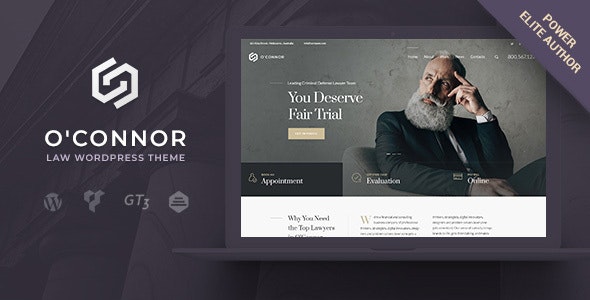 Oconnor v1.6.0 – 法律、律师和律师 WordPress 主题插图
