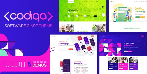 Codiqa v1.1.8 – 软件、应用程序和数字 WordPress 主题插图