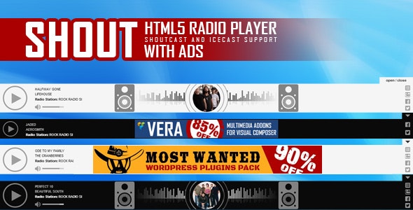 SHOUT 3.2.2 – 带广告的 HTML5 广播播放器 – ShoutCast 和 IceCast 支持插图