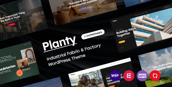 Planty v1.18 – WordPress 工业面料和工厂主题插图