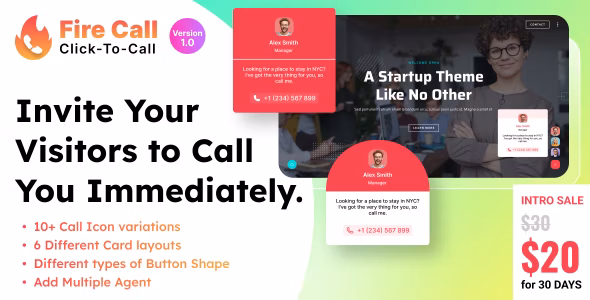 Fire Call v1.0 – WordPress 点击呼叫按钮插件插图