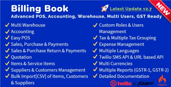 Billing Book v3.0 – Advanced POS, Inventory, Accounting, Warehouse, Multi Users, GST Ready插图
