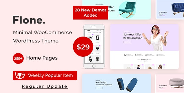 Flone v3.4.9 – 最小的 WooCommerce WordPress 主题插图