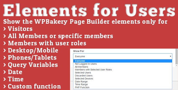 Elements for Users v1.5.6 – WPBakery Page Builder（以前称为 Visual Composer）的插件插图