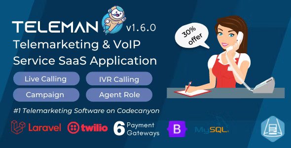 Teleman v5.1.1 – 电话营销和 VoIP 服务 SaaS 应用程序插图