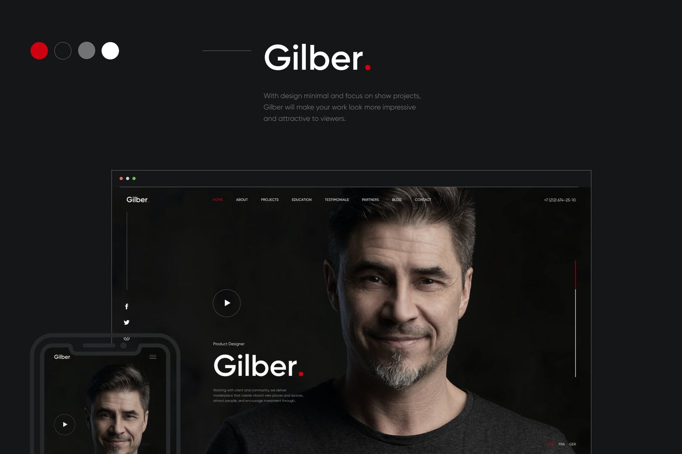 Gilber v1.0.1 – 个人简历/简历 WordPress 主题插图