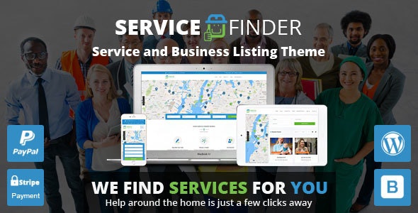 Service Finder v5.0 – Providers and Business Listing WordPress 主题插图