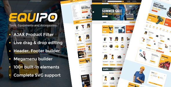 Equipo v2.3 – WordPress WooCommerce 部件和工具主题插图
