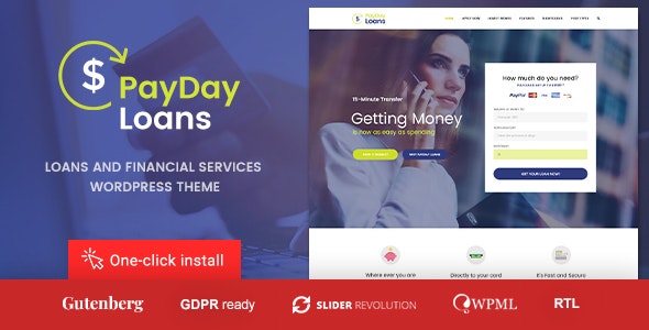 Payday Loans v1.1.5 – 金融 WordPress 主题插图