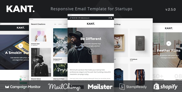 Kant – 面向初创企业的响应式电子邮件：50 多个部分 + MailChimp + Mailster + Shopify Notifications v2.6.0插图