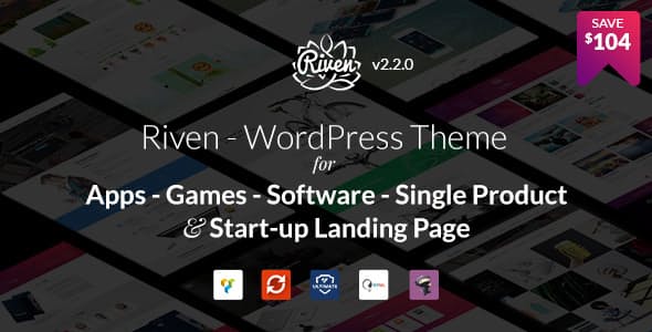 Riven v2.3.9 – 适用于应用程序、游戏、单品登陆页面的 WordPress 主题插图
