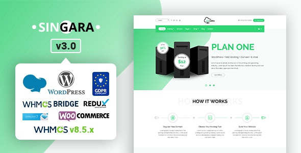 Singara v3.0 – 带有 WHMCS WordPress 主题的多用途主机)