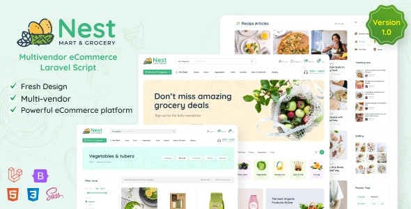 Nest v1.25.9(已汉化) – 多供应商有机和杂货 Laravel 电子商务