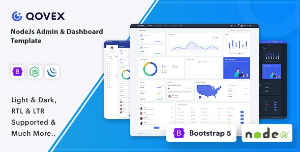 Qovex v1.0 – Nodejs 管理和仪表板模板插图