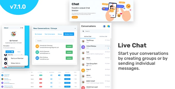 Chat v7.10 – Laravel 聊天应用程序（私人 + 群聊）- 实时聊天插图