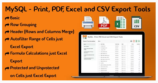 MySQL v3.1.1 – 打印, PDF, Excel 和CSV 导出插图