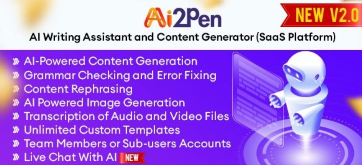 Ai2Pen v6.5 – 人工智能写作助手和内容生成器（SaaS 平台）插图