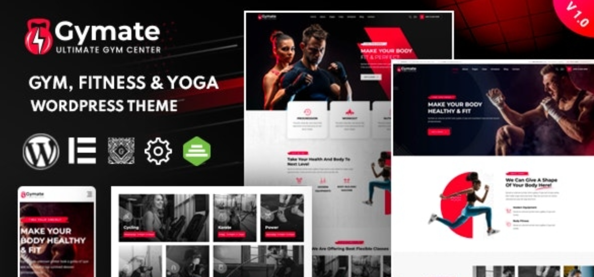 Gymat v1.7.0 –  WordPress 健身和健身房主题插图