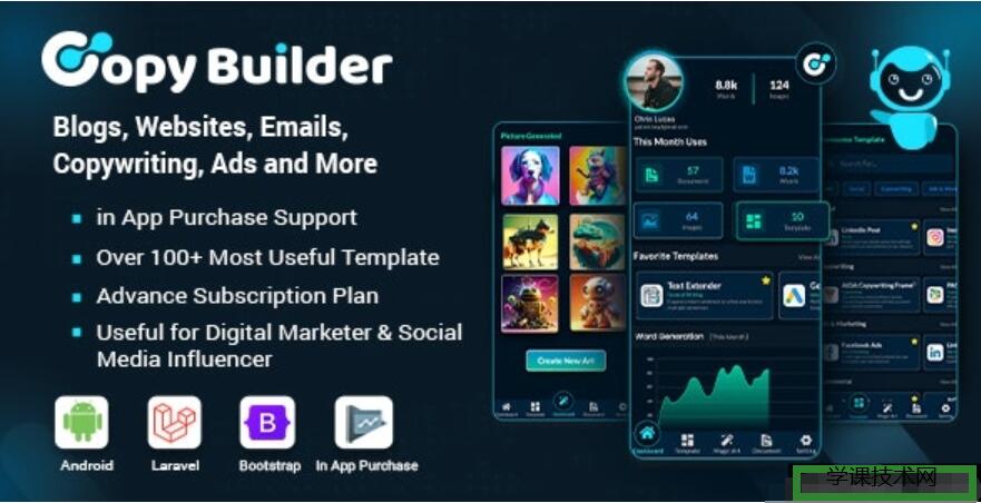 Copy Builder v2.0 – OpenAI ChatGPT AI Writing Assistant, AI Image Generator, and Content Creator as SaaS插图