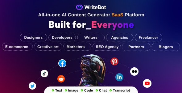 WriteBot v4.9.0（已汉化） – AI 内容生成器 SaaS 平台