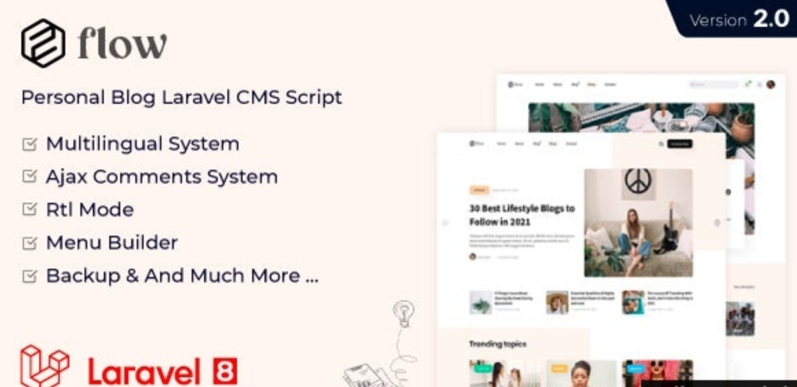 Flow v2.11 – Laravel 个人多语言博客脚本插图