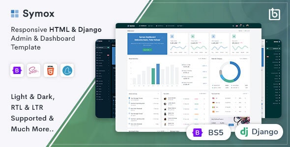 Symox v1.0 – Django 管理和仪表板模板插图