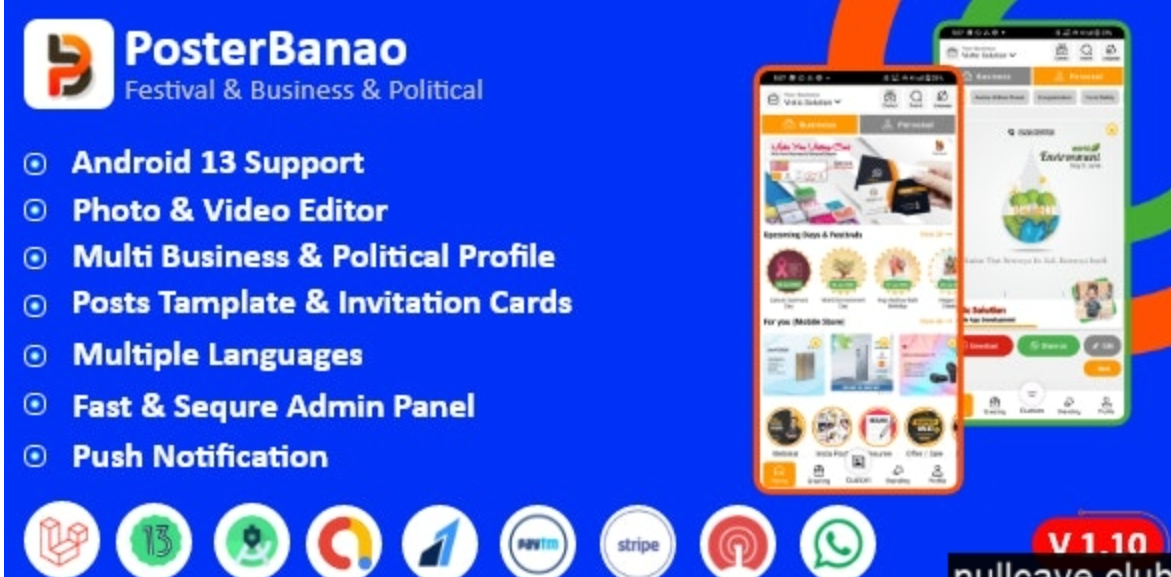 Poster Banao v2.0 – Poster Maker ,Festival & Business & Political , AdBanao Clone Poster Maker App插图