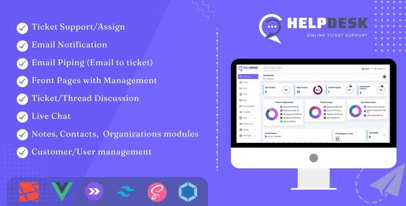 HelpDesk v4.00（后端已汉化95%） – 带网站的在线工单系统 – 工单支持和管理插图