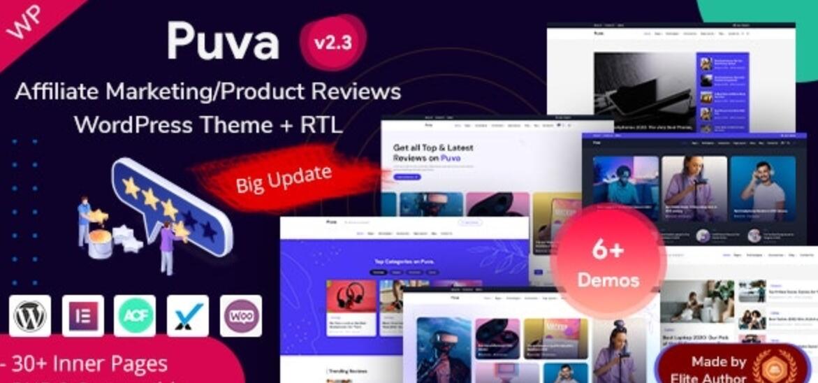 Puva v2.3 – 在线博客和附属产品评论 WordPress 主题插图