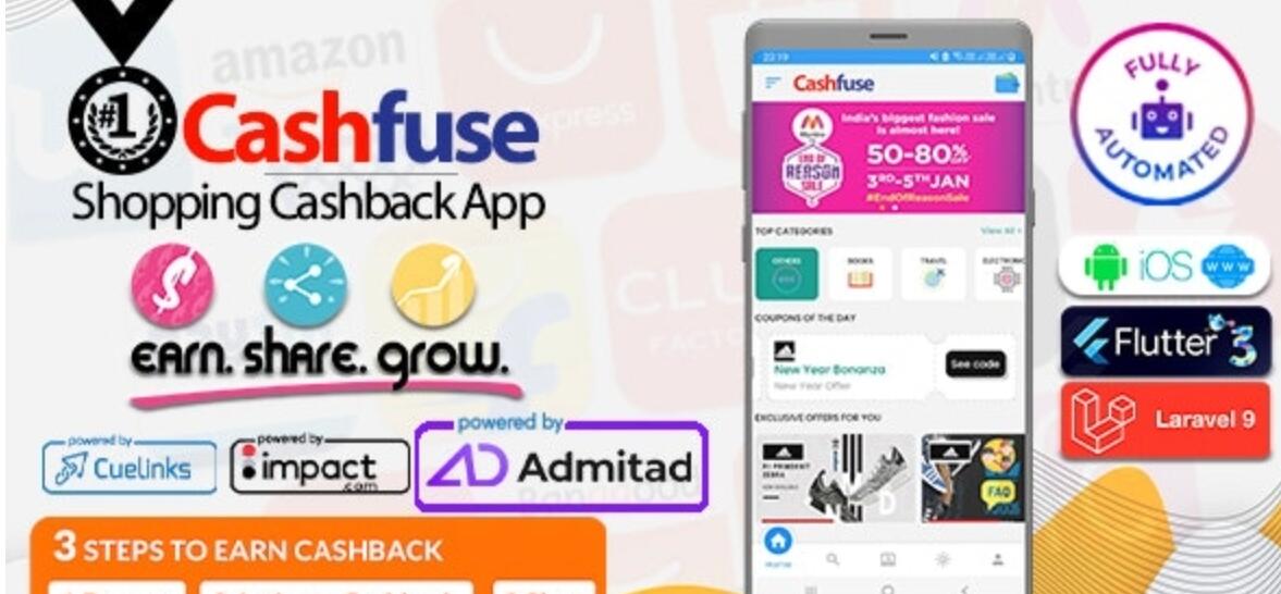 Cashfuse v2.0 – 联盟营销、价格比较、优惠券和现金返还应用程序插图