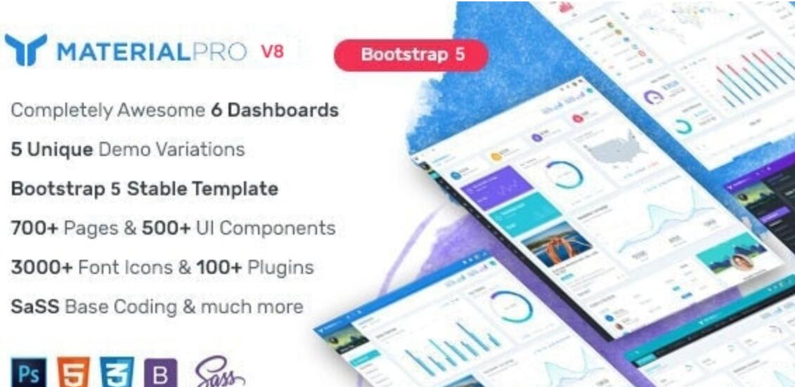 MaterialPro v8.1 – Material Design Bootstrap 5 管理模板插图