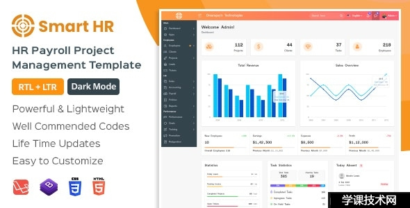 SmartHR v1.6.8 – Laravel HRMS, Payroll, and HR Project Management Admin Dashboard Template插图