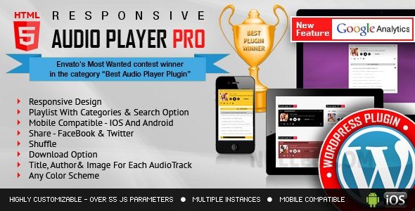 Responsive HTML5 Audio Player PRO  v3.5.7（已汉化） – WordPress音频播放器插件插图