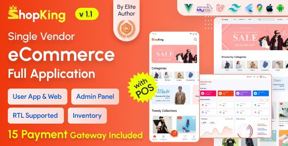 ShopKing v1.1 – eCommerce App with Laravel Website & Admin Panel with POS | Inventory Management