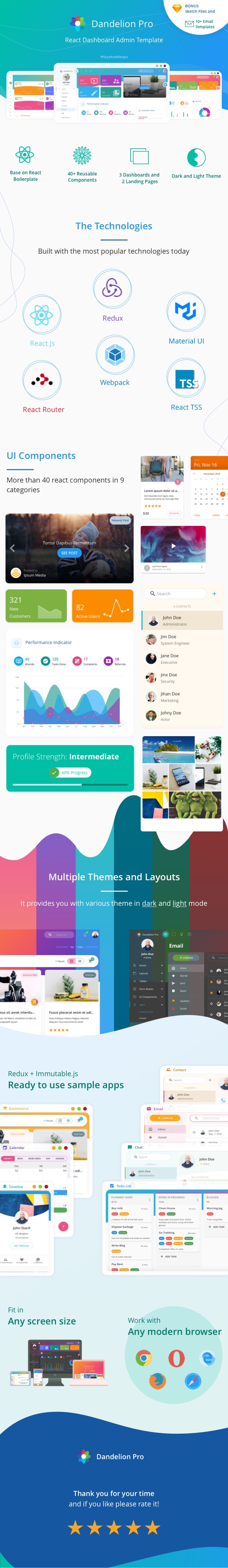 Dandelion Pro v2.6.1 – React 管理仪表板模板插图