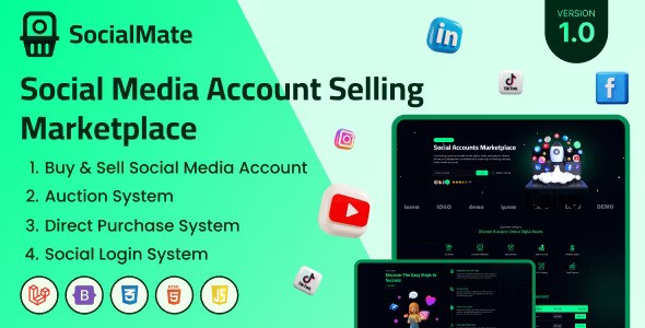 SocialMate v2.0（已汉化95%） – 社交媒体帐户销售市场插图