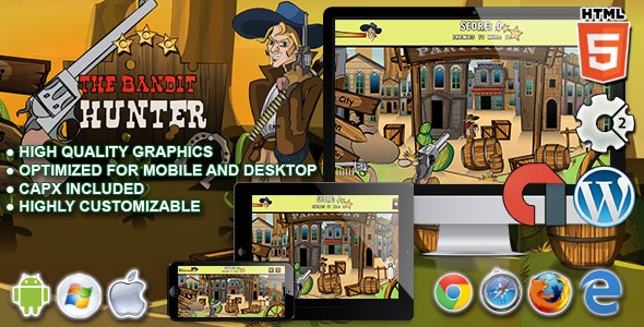The Bandit Hunter V1.0 – HTML5 CONSTRUCT 2 GAME插图