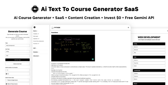 Ai Course Generator v1.0 - Text To Course SaaS Ai Video插图