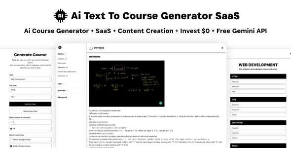 Ai Course Generator v2.0 – Text To Course SaaS Ai Video插图