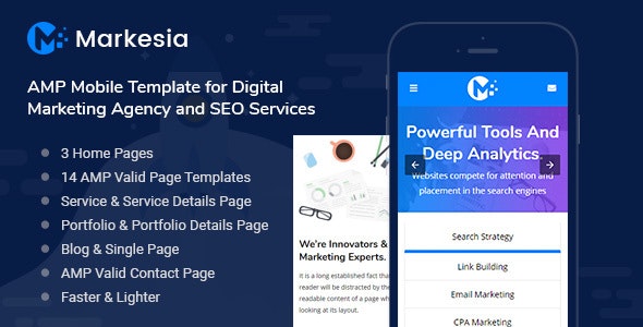 Markesia V1.0 - Amp Mobile Template For Seo & Digital Marketing Agency插图