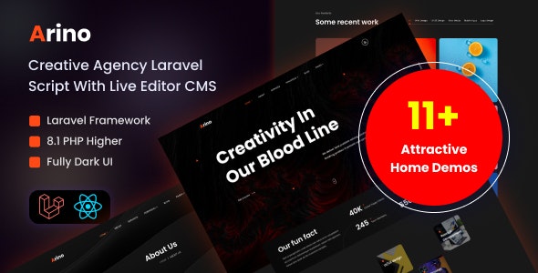 Arino v3.1 – Creative Agency Laravel Script With Live Editor CMS插图