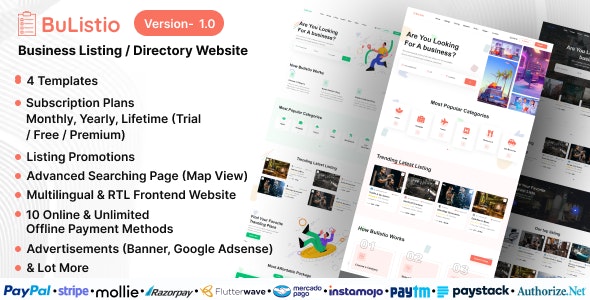 Bulistio v1.0 – Business Listing / Directory Website (Subscription Based)插图