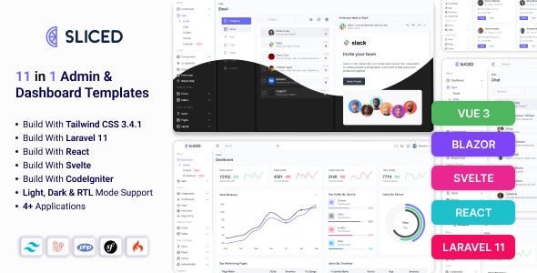 Sliced – Laravel 11, React, Svelte, Blazor, Vue, Symfony & Tailwind Css Admin & Dashboard Template 22 May 2024插图