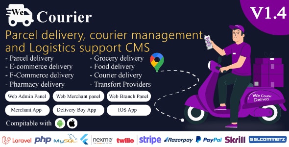 We Courier v1.4 – 带有商家、送货应用程序的快递和物流管理 CMS插图