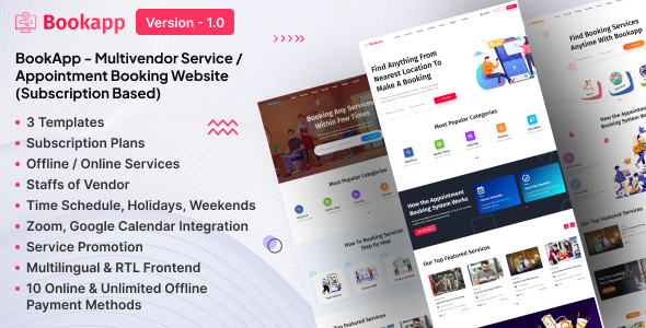 Bookapp v1.0 – Multivendor Service / Appointment Booking Laravel Website (Subscription Based)插图