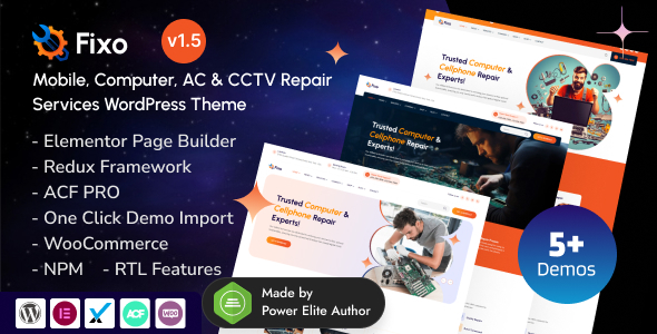 Fixo v1.5.0 – 手机和电脑维修服务 Elementor WordPress 主题插图