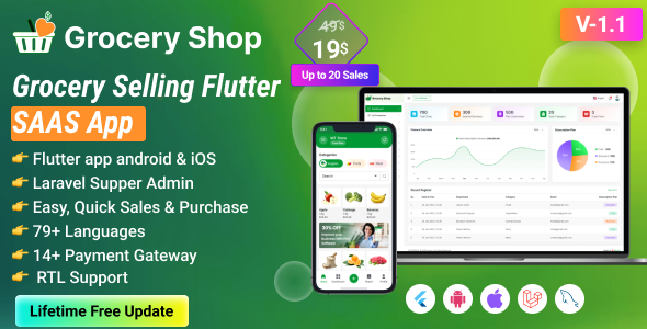 Grocery Shop v1.1 – 带有管理面板的杂货销售 Flutter 应用程序 SAAS插图