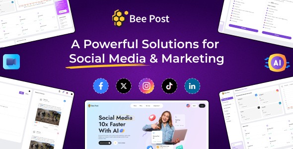 BeePost v1.2 – AI Social Media Management & Content Creation SaaS with Subscription System插图
