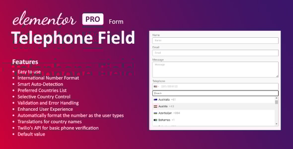 Telephone Field for Elementor form v1.3.0插图