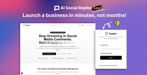 AI Social Replier SaaS v1.0 – GPT 响应生成器插图